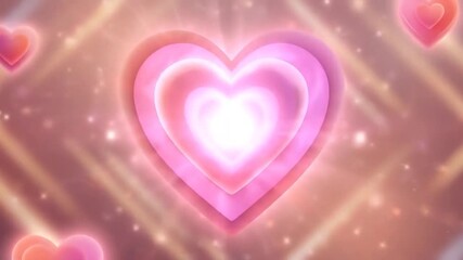 Radiant hearts glow softly against warm background, celebrating love and affection during Valentine’s season