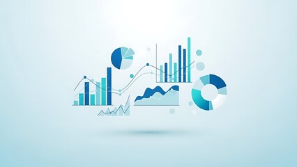 A collection of various blue business infographic elements on a light background