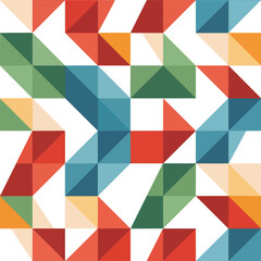 Dynamic geometric pattern featuring a vibrant array of interconnected triangles and quadrilaterals, creating a modern abstract background design with a playful and energetic aesthetic