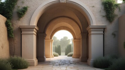 Majestic Stone Archway Leading Through Historic Architecture, Symbolizing Passage, Cultural Heritage, Timeless Design Principles, and the Elegance of Classical Construction