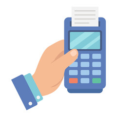 Hand Using Credit Card Reader for Payment Flat Illustration