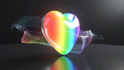 A vibrant rainbow heart with a stream of light, conveys love and inclusivity. Perfect for a dating app, Valentine's, or LGBTQ+ pride marketing.