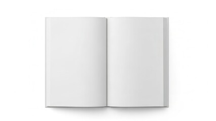 Fototapeta premium Open blank book mockup with empty white pages isolated on white background