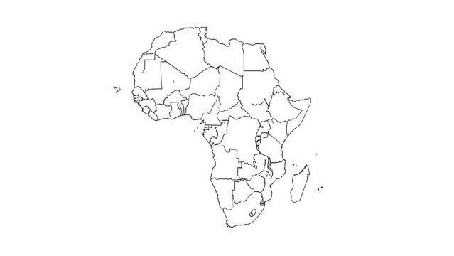 Africa continent outline map, political borders
