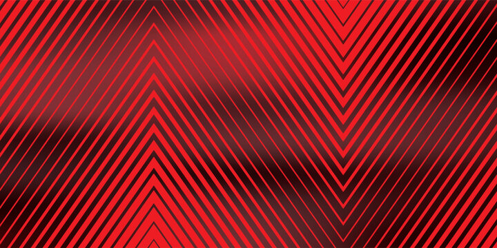 Red arrows background. Abstract triangle gradient wallpaper. Repeated arrow stripes backdrop for flyer, banner, poster, presentation. Thin to thick linear game or sport texture. Vector masculine bg