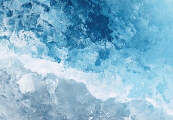 Fototapeta premium Icey water texture, gradients of blue and white, detailed, aerial-like view