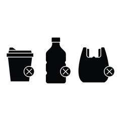 No Plastic Icon Set Vector Design.