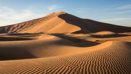 Majestic sand dunes under the clear blue sky