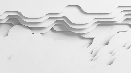 Abstract layered white paper sculpture design.