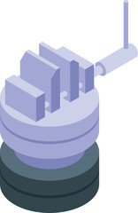 Naklejka premium Futuristic weapon system rotating and aiming, equipped with an antenna, showcased in an isometric view