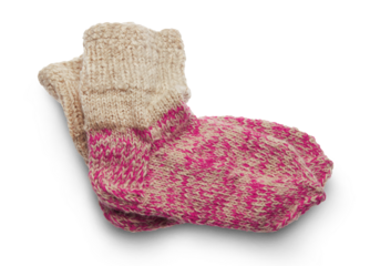 Knitted wool socks isolated on transparent background