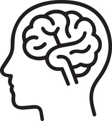 Stylized Line Art Icon of Human Brain