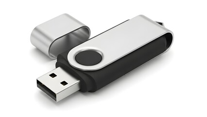 Plain USB Flash Drive Isolated on White Background Data Storage
