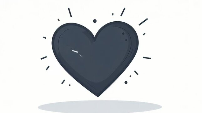 A charming hand-drawn heart outline sparkles on a clean white background, symbolizing love, happiness, care, and positive emotions with a playful touch.