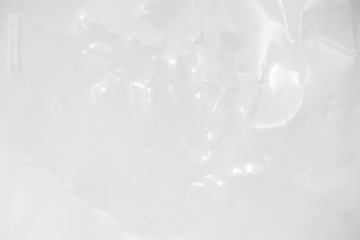 Plastic wrap transparent texture overlay effect. Polyethylene packaging of vinyl wrap or cd cover. Shrink crumpled plastic bag sleeve, package mockup illustration