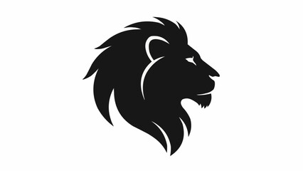 Black Silhouette of a Majestic Lion Head Profile. © Agus
