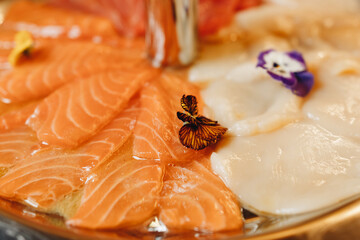 Gourmet Sashimi Platter with Edible Flower