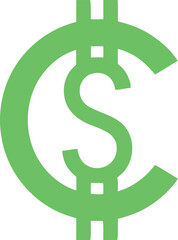 Obraz premium Green dollar symbol on blue background with circle