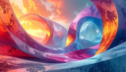 Vibrant Abstract Art with Swirling Shapes.