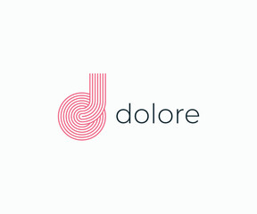 d monogram multi line style logo design. Lowercase letter d monogram abstract dynamic lines symbol logo icon