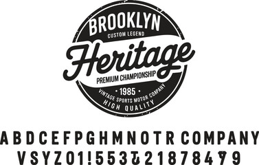 Fototapeta premium Black and white vintage sports motor company with alphanumeric characters