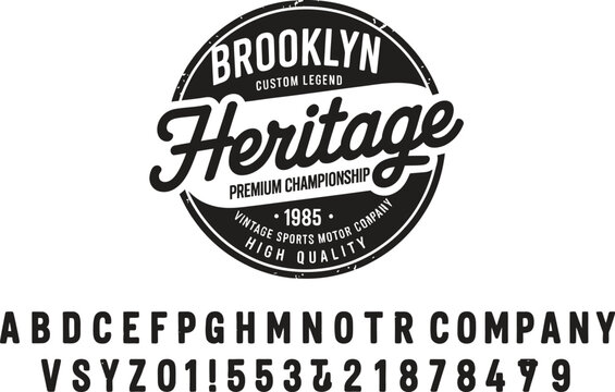 Black and white vintage sports motor company with alphanumeric characters