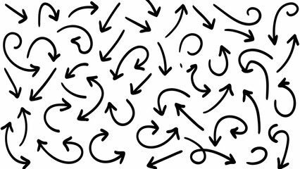 Hand drawn arrows pointing in different directions on white