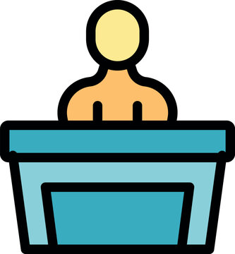 Politician standing at a podium giving a speech during a political meeting