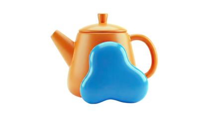 Orange Teapot with Blue Blob