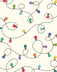 Colorful retro Christmas lamps on light background, hand drawn illustration. Vector illustration.