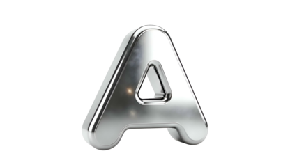 Shiny Metallic Letter A Isolated.