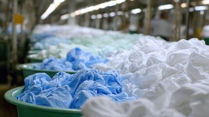 Medium shot of AI sorting system rapidly categorizing linens showcasing seamless automation and efficiency in textile management