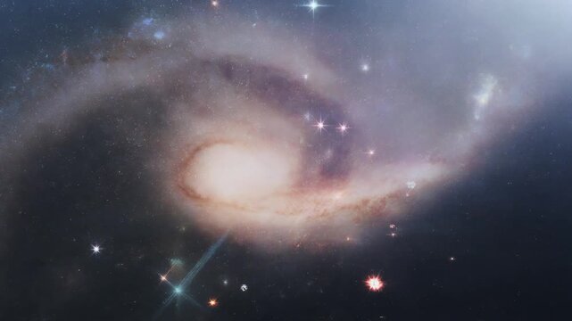 Majestic Cinematic Deep Space Animation: A Beautiful Spiral Galaxy Slowly Rotates, Showcasing Nebulae, Stars, and the Vastness of the Cosmic Universe.