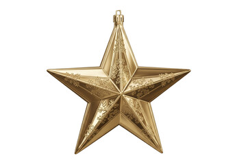 Fototapeta premium Shiny Golden Star Ornament Decoration Isolated on White Background Festive Symbol
