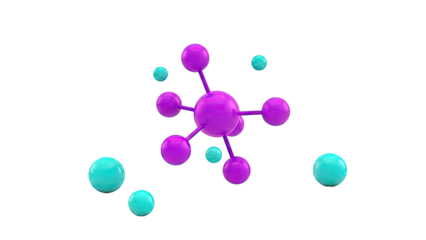Abstract Molecular Structure with Purple and Teal Spheres