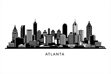 Atlanta City Skyline Silhouette Illustration