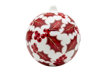 Elegant Christmas Ornament with Red Holly Berry Pattern