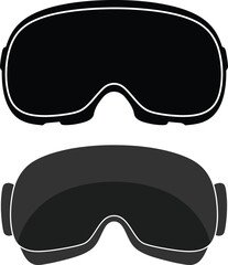 Modern virtual reality headset and sleek ski goggle designs presented in black and grey