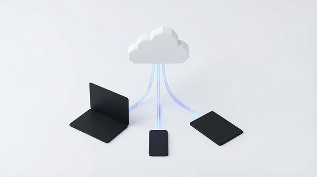 Cloud computing concept with laptop tablet and smartphone connected to cloud - Powered by Adobe