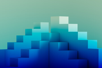 Colorful blocks arranged geometrically on a light background