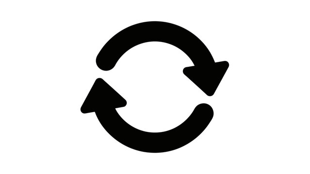 A simple black circular arrow icon representing a refresh or reload action on a white background.