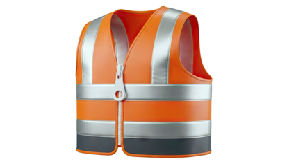 Orange High-Visibility Safety Vest with Silver Reflective Stripes