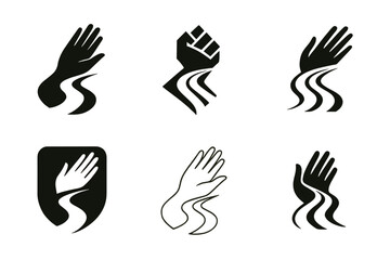 Obraz premium Rehabilitation Logo Variations. Rehabilitation abroad. Set Logo of Rehabilitation abroad: helping hand and road. harmonious logo variations of the same