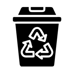 Recycle bin icon with universal symbol for environmental sustainability and waste management