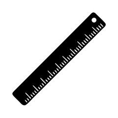 Essential black ruler silhouette for measuring and drawing straight lines in school and office