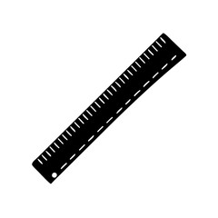 Fototapeta premium Simple black ruler silhouette with measurement markings and dashed lines for design projects