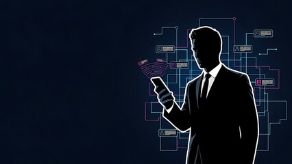 business connectivity professional managing crucial data and digital communication streams via smartphone for efficient corporate networking.