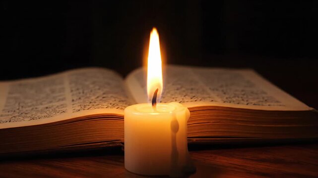 Candle's Illumination: A Timeless Sequence of Light and Knowledge with Golden Hues