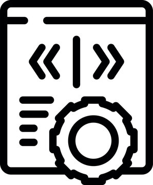 Web development process showing with gear and arrows on webpage, symbolizing coding, programming, and software engineering