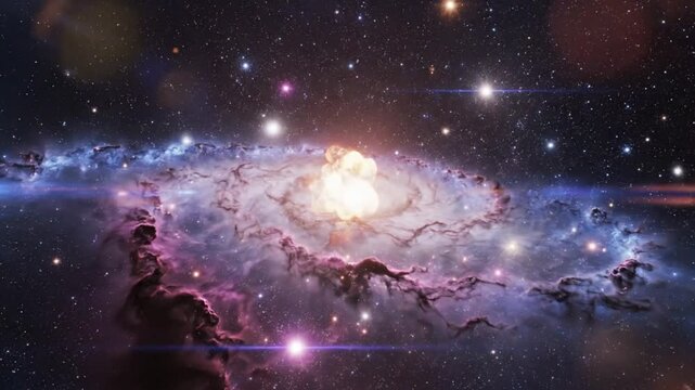 Epic supernova explosion in space: cosmic light spectacle illuminating starry galaxy background